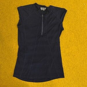 Athleta Navy Zip-Front Sleeveless Swim Tank